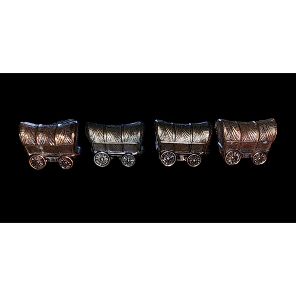 Metal Covered Wagon salt and pepper shakers vintage japan - Picture 4 of 6